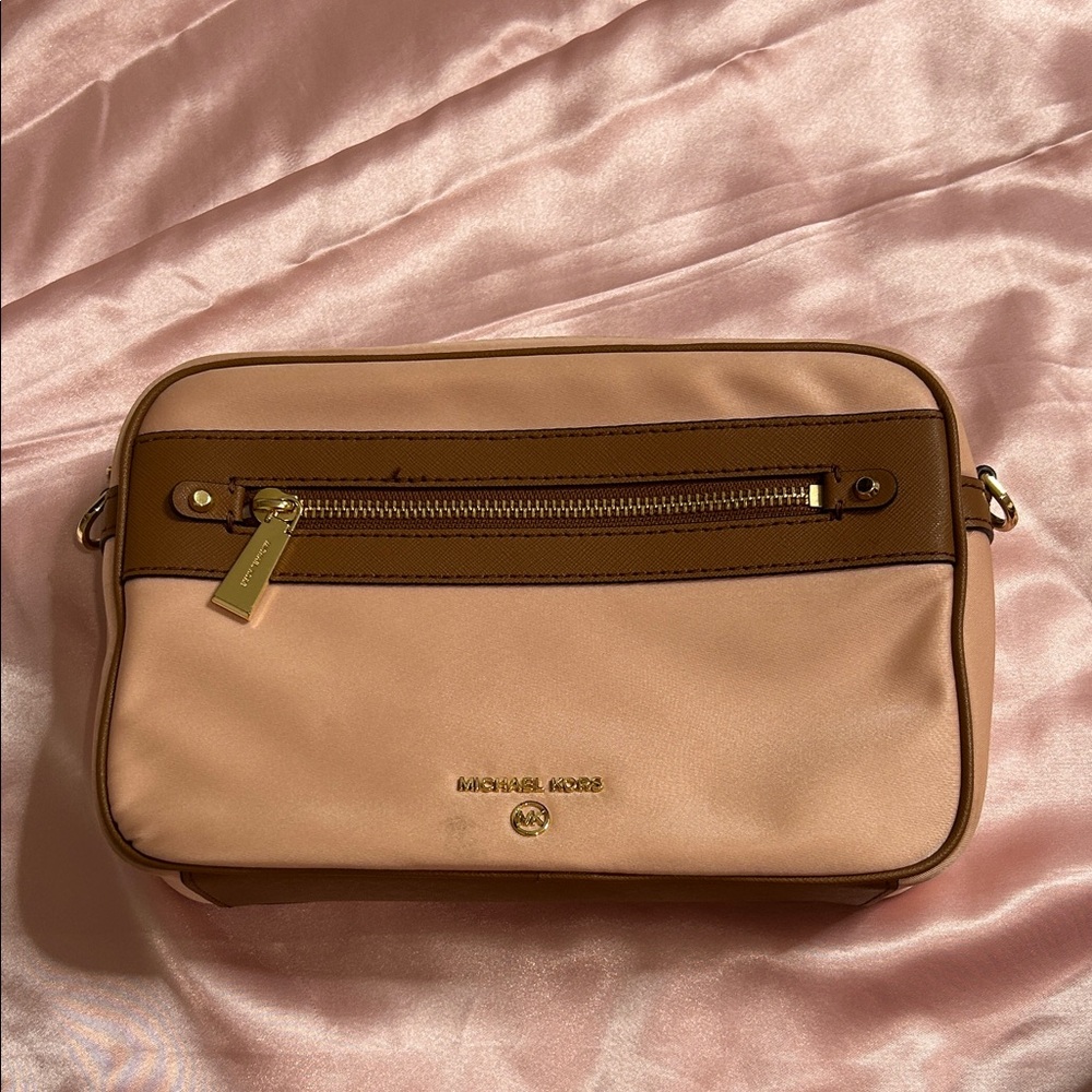 Michael Kors Blush and Brown Crossbody Bag